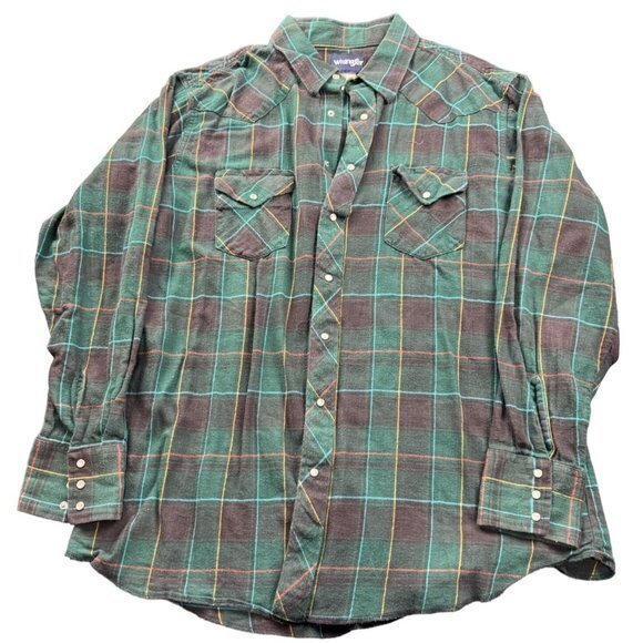 WRANGLER GREEN BUTTON UP SHHRT SIZE XL | | J1‎ - Picture 1 of 6